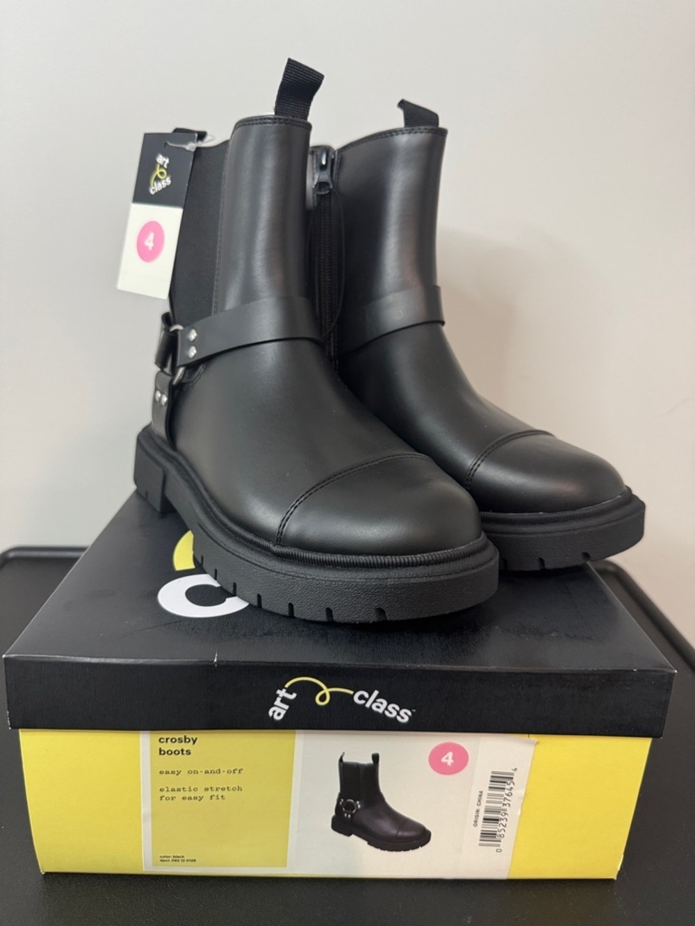 Art Class Black Crosby Boots Youth Girls Size 4 New NWT NIB